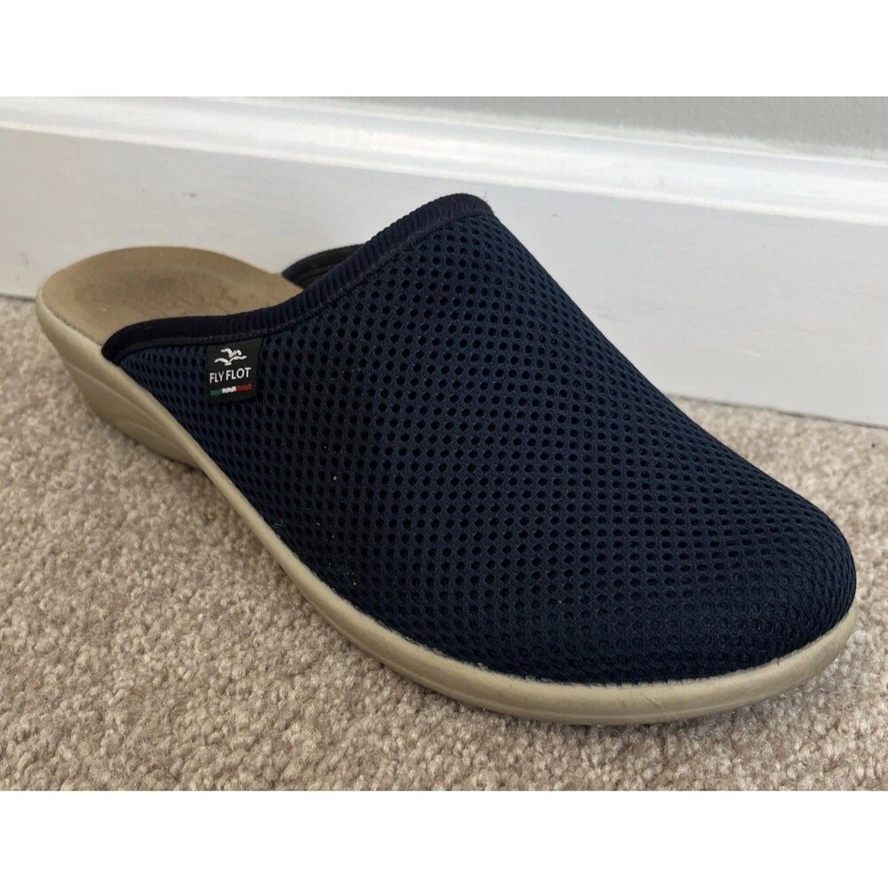 Fly Flot Mules Mesh Clogs Womens 7.5/38 Italy Navy Anti Shock Anatomic Slip On
